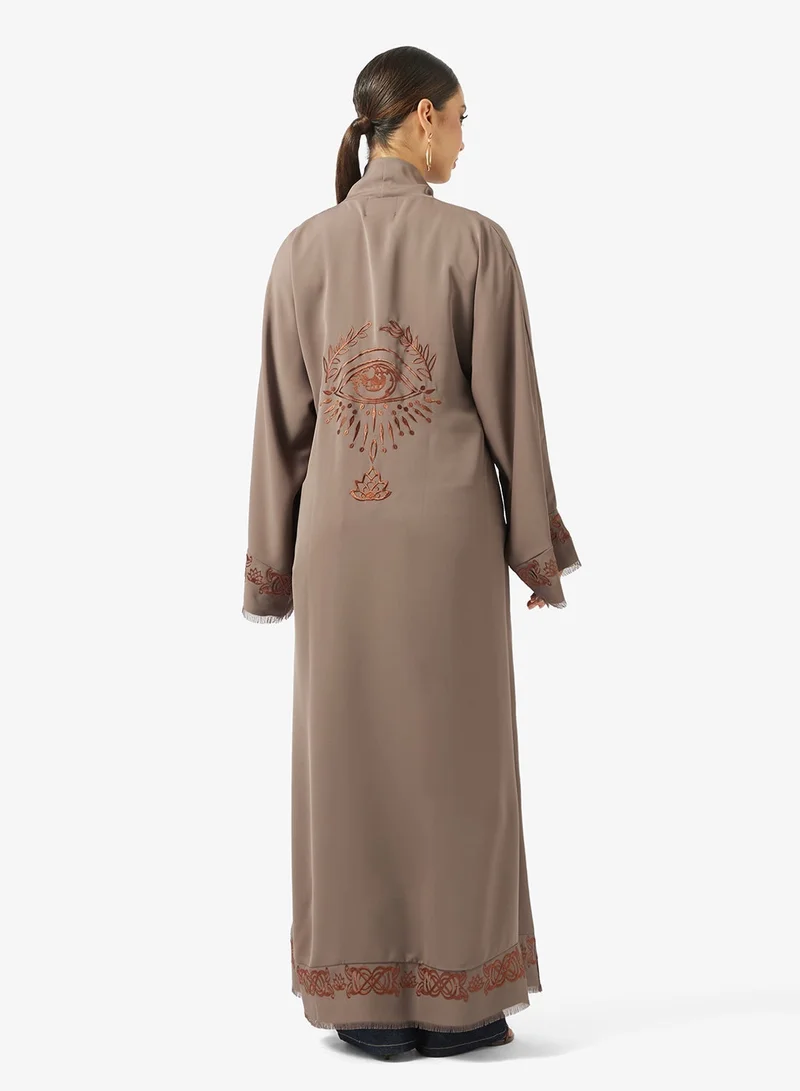 Embroidered Abaya With Sheila - Image 2