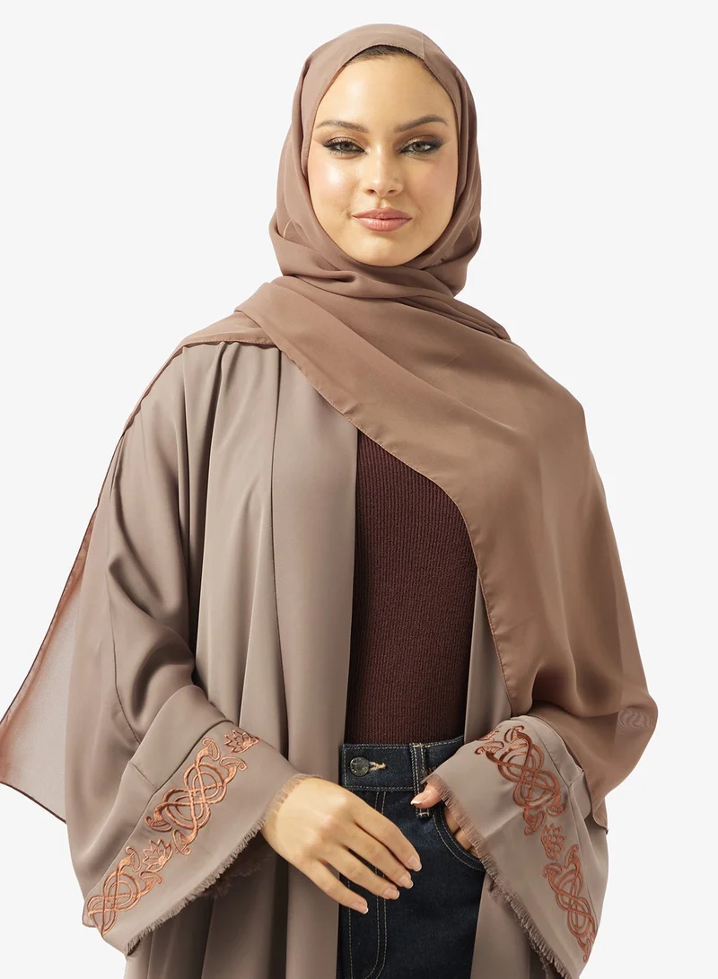 Embroidered Abaya With Sheila - Image 3